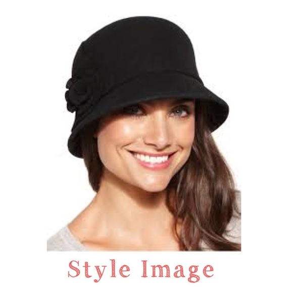 1920S Vintage Style Lace Applique Wool Felt Cloche Hat In Black - Picture 9 of 9